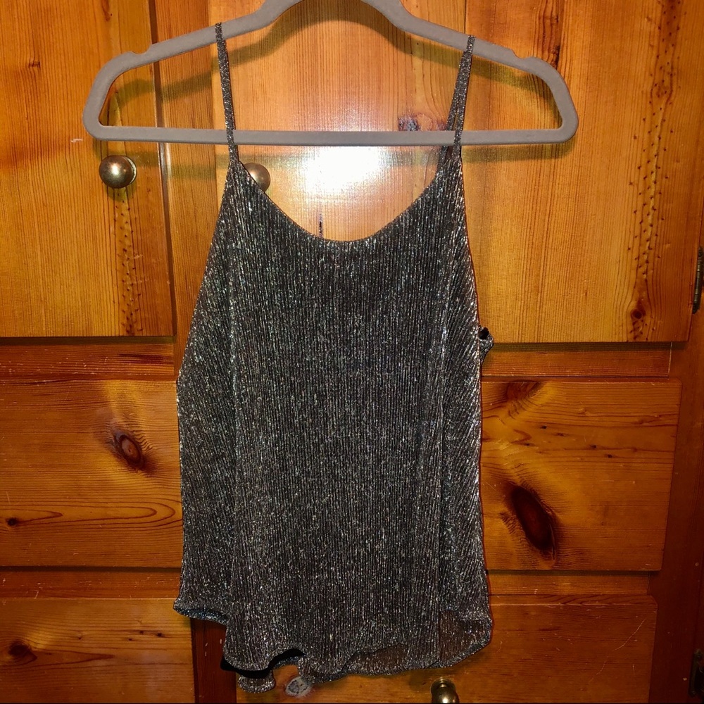 Silver Spaghetti Strap Top
